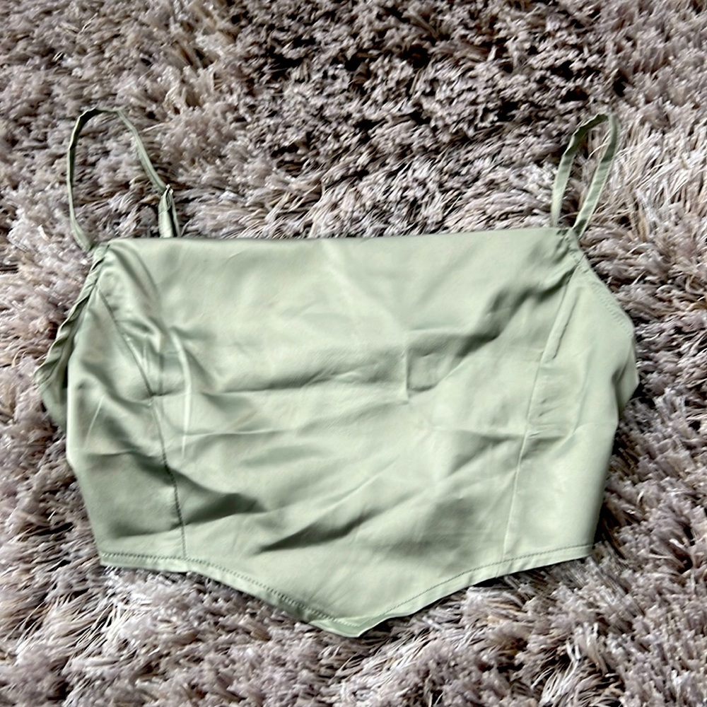 Pretty Little Thing Mint Green Zip Up Crop Top